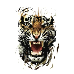 Parche termoadhesivo hierro tigre feroz retro para ropa y chaquetas