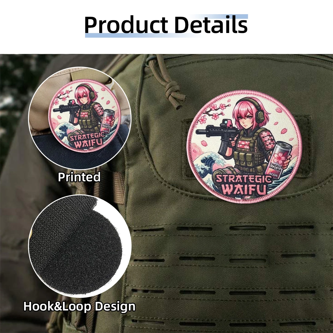 Parche táctico Velcro Waifu anime – Mochila y chaleco - imagen 2