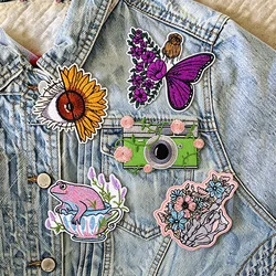 Parche termoadhesivo floral girasol, mariposa y rana bohemio