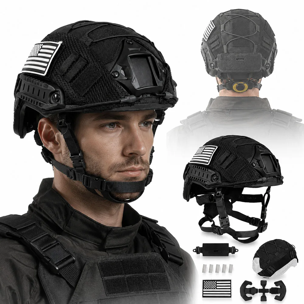FAST Casco táctico ajustable con funda y bolsa de contrapeso - imagen 3