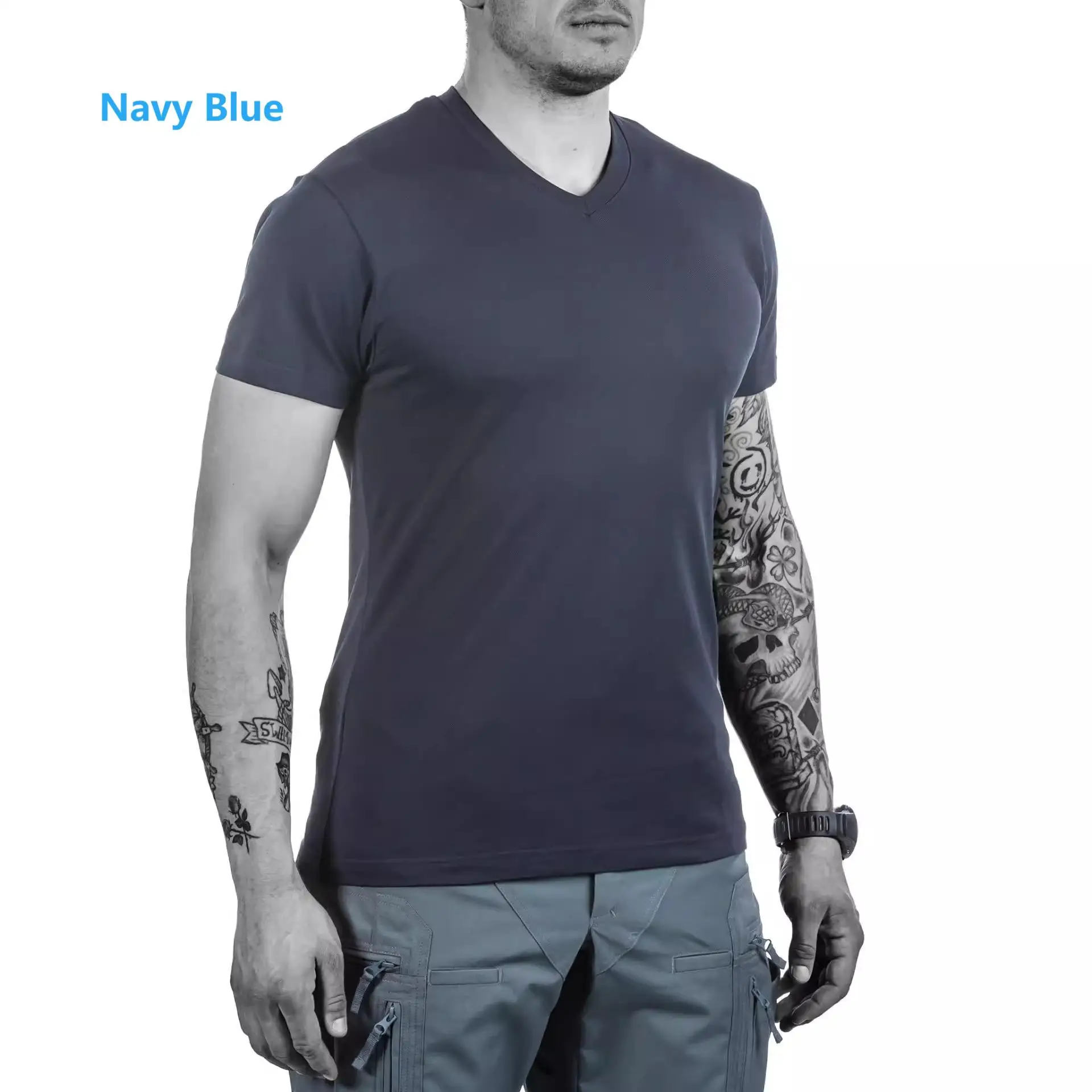 Camiseta táctica de secado rápido con cuello V OVNI Coolmax