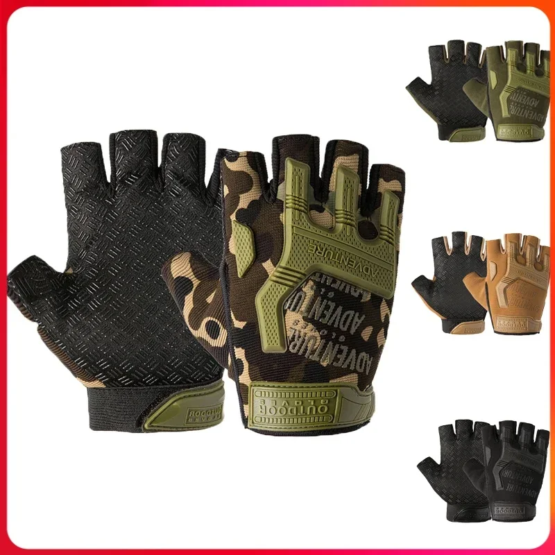 Guantes tácticos medio dedo antideslizantes caza airsoft senderismo - imagen 4