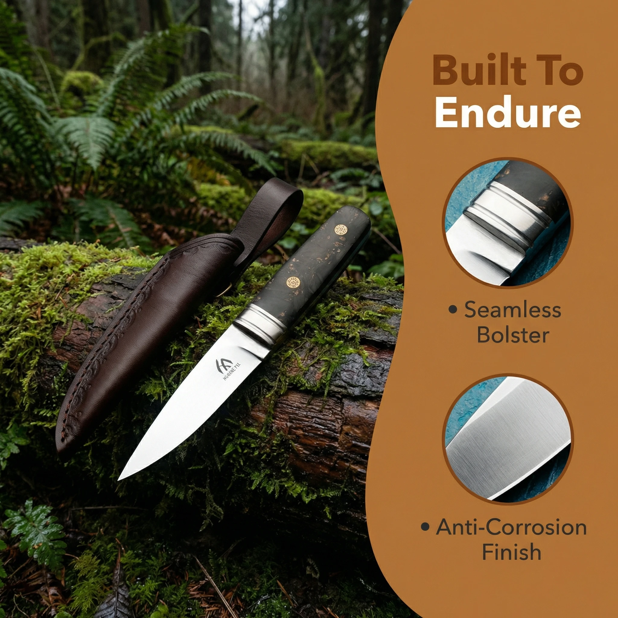 Cuchillo fijo para camping y supervivencia con funda - imagen 4