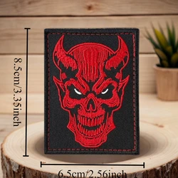 Parche bordado calavera demonio rojo – Táctico velcro MOLLE