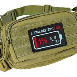 SOCIAL BATTERY Parche táctico gancho y bucle impresos para ropa