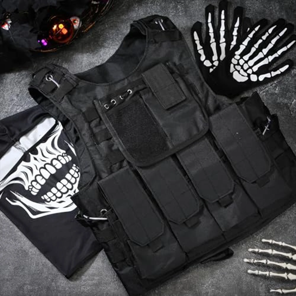 CS Airsoft chaleco táctico con máscara calavera y guantes esqueleto - imagen 2