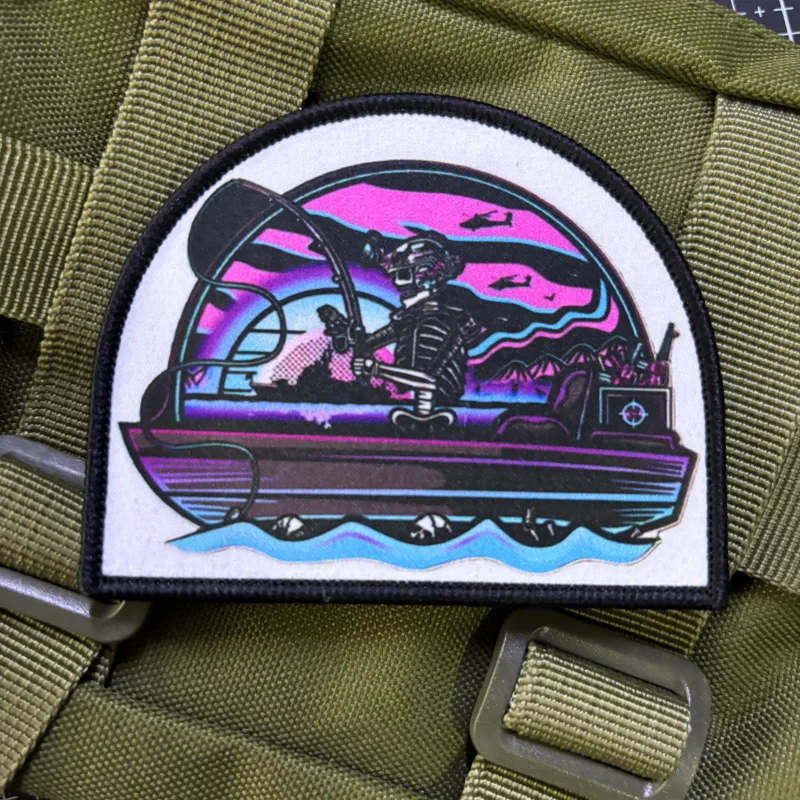 Parche táctico moral calavera barco y flota militar gancho y bucle - imagen 2