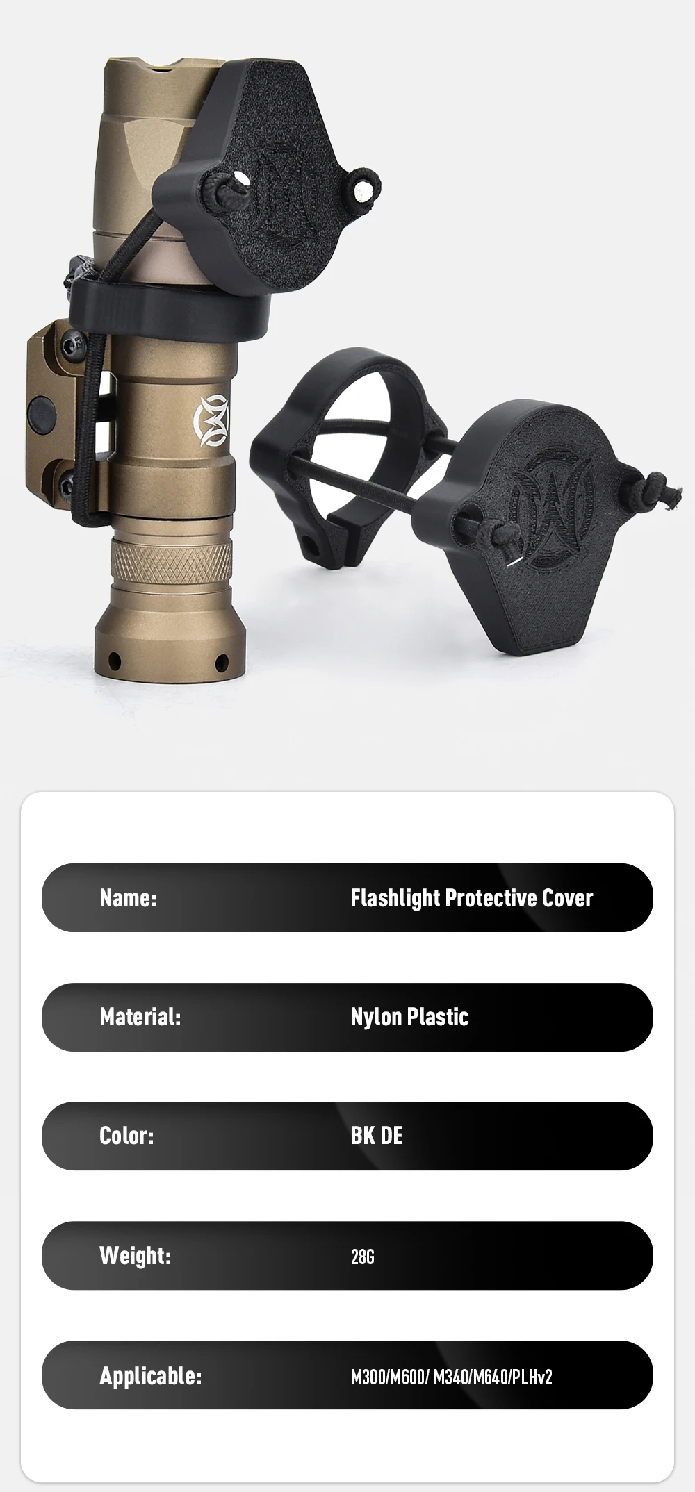 Cubiertas protectoras para linterna táctica de 28 mm