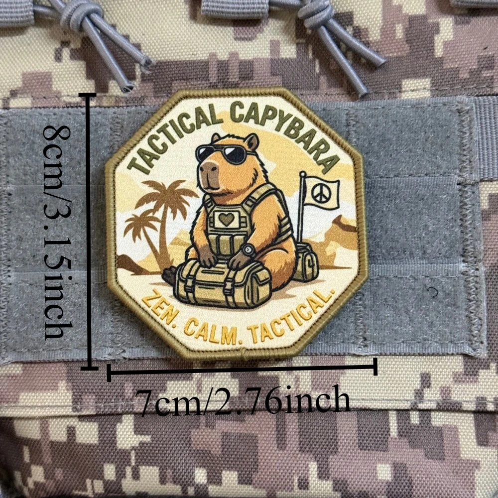 Parche táctico Capybara morale – Insignia con velcro para mochila - imagen 2