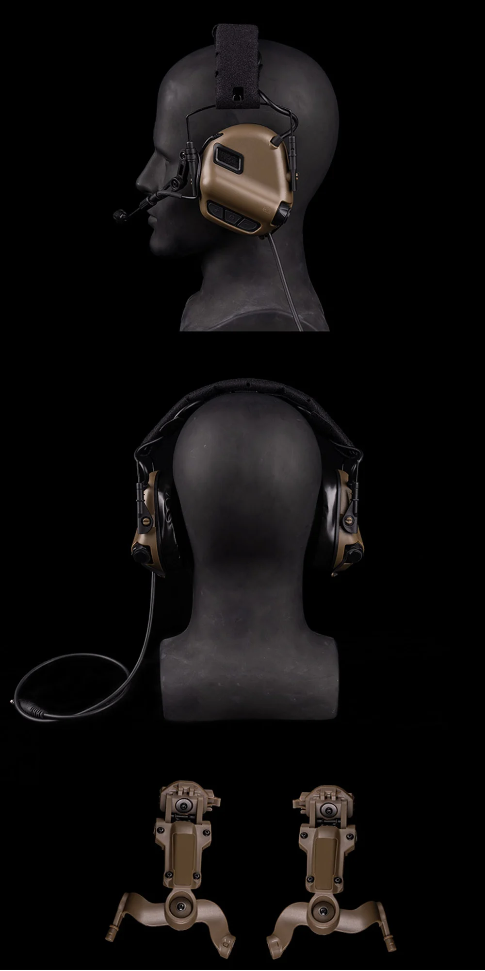 Auriculares montados sobre casco táctico