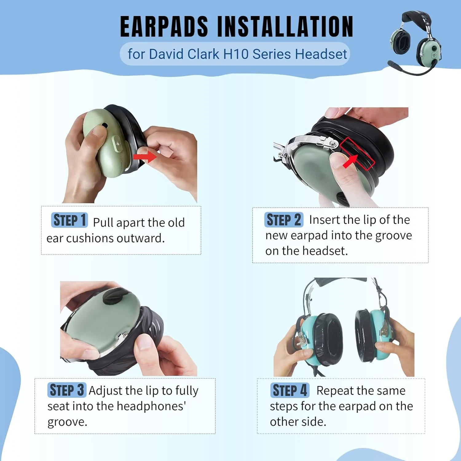 David Clark H10: Almohadillas de Gel para Auriculares de Aviación - imagen 5