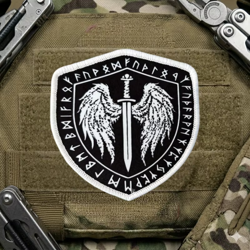 Parche táctico bordado alas y espadas militar con gancho-bucle - imagen 5