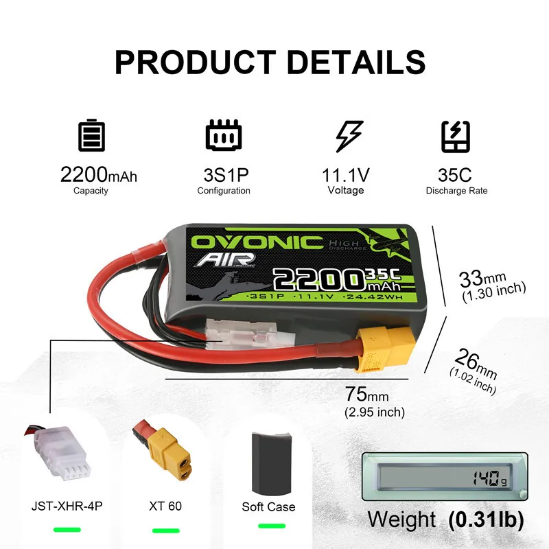 Batería OVONIC 2200mAh vista lateral