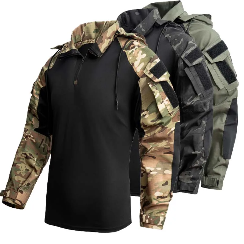 Camisa táctica ripstop de combate manga larga con cremallera
