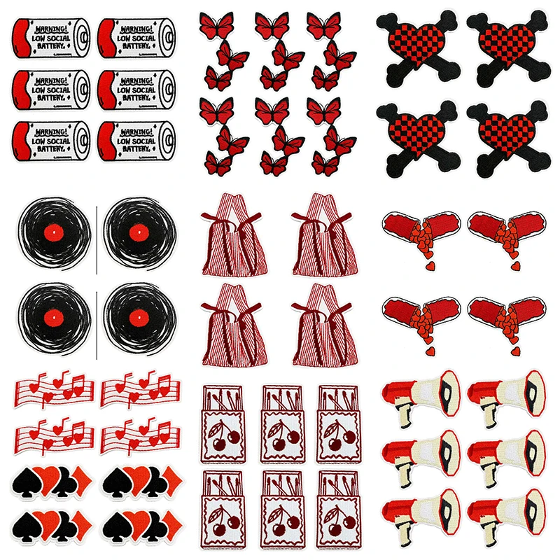 Parches termoadhesivos góticos rojo y negro para ropa y chaquetas - imagen 2