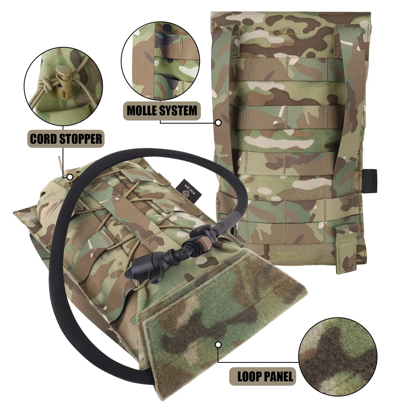 Mochila de hidratación táctica MOLLE con bolsa de agua para senderismo - imagen 5