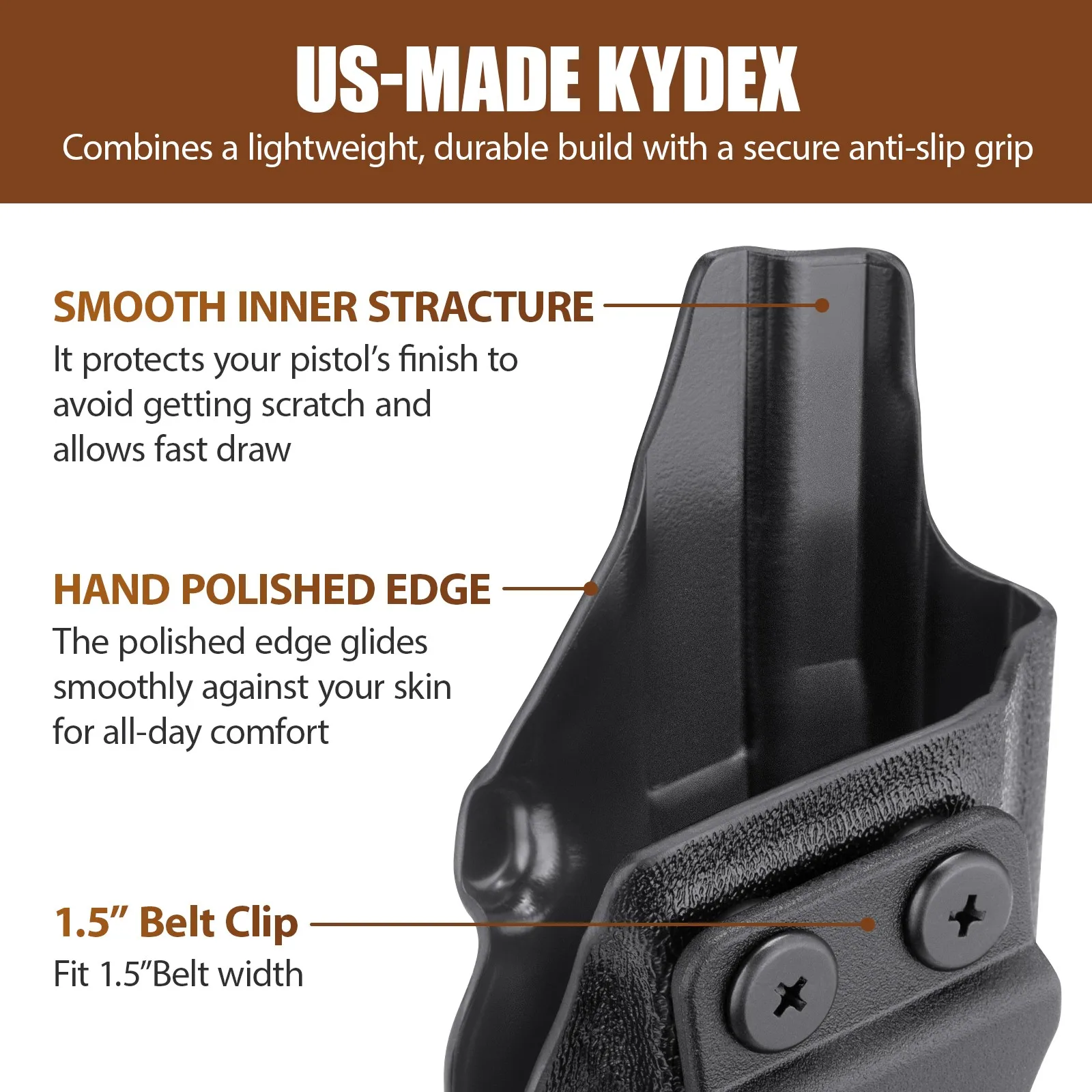 Funda táctica Kydex IWB S&W Bodyguard 2.0, portación oculta diestro - imagen 4
