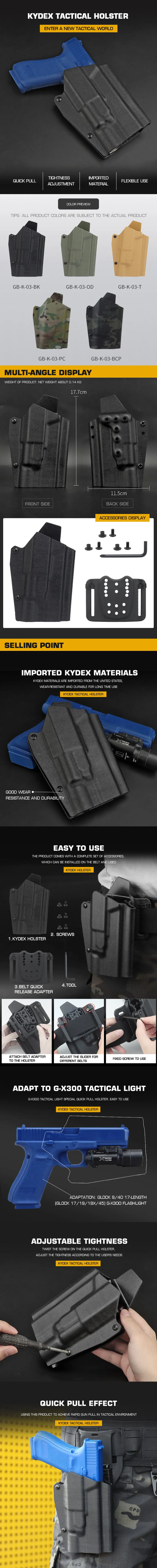 Funda táctica Glock Kydex con X300 liberación rápida