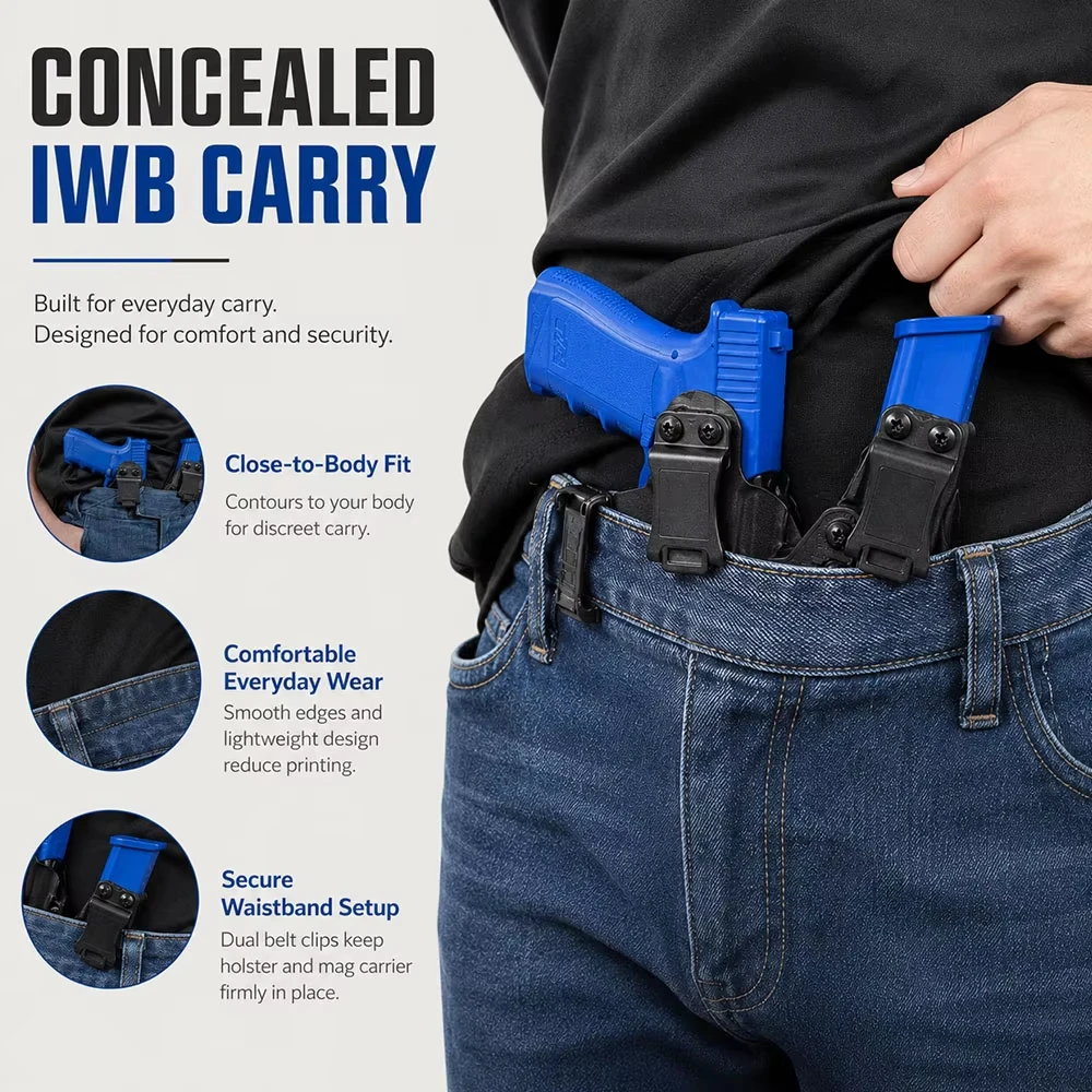 Funda táctica IWB oculta con clip y portacargador para pistola - imagen 4