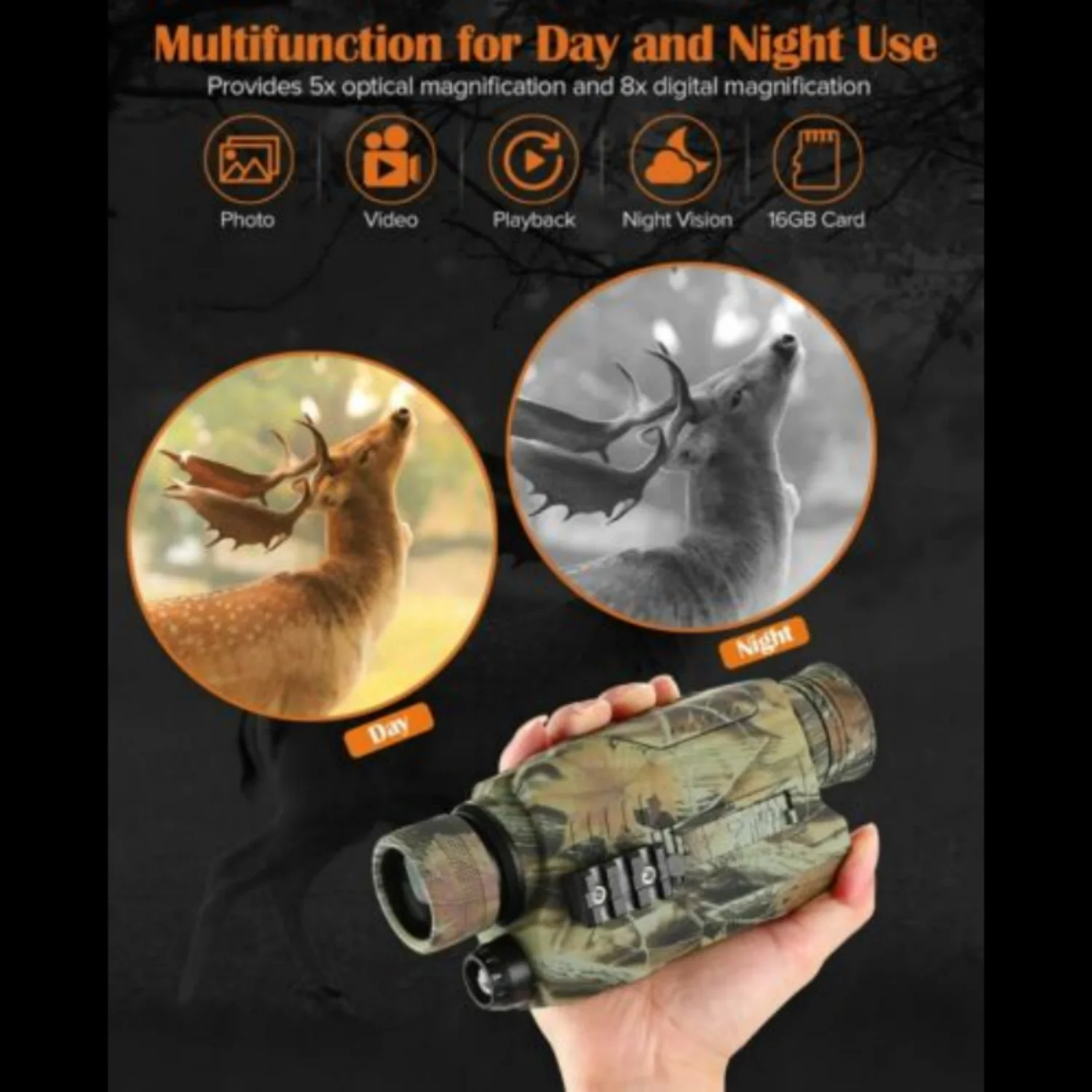 Monóculo visión nocturna IR camuflaje profesional para caza y camping - imagen 5