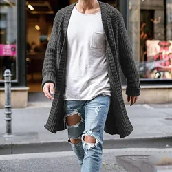 Cárdigan militar de punto liso – Jersey táctico largo para hombre