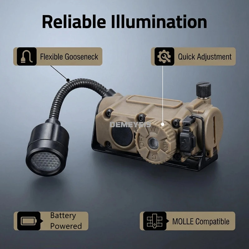 Linterna táctica LED para casco con luz estroboscópica e IR - imagen 4