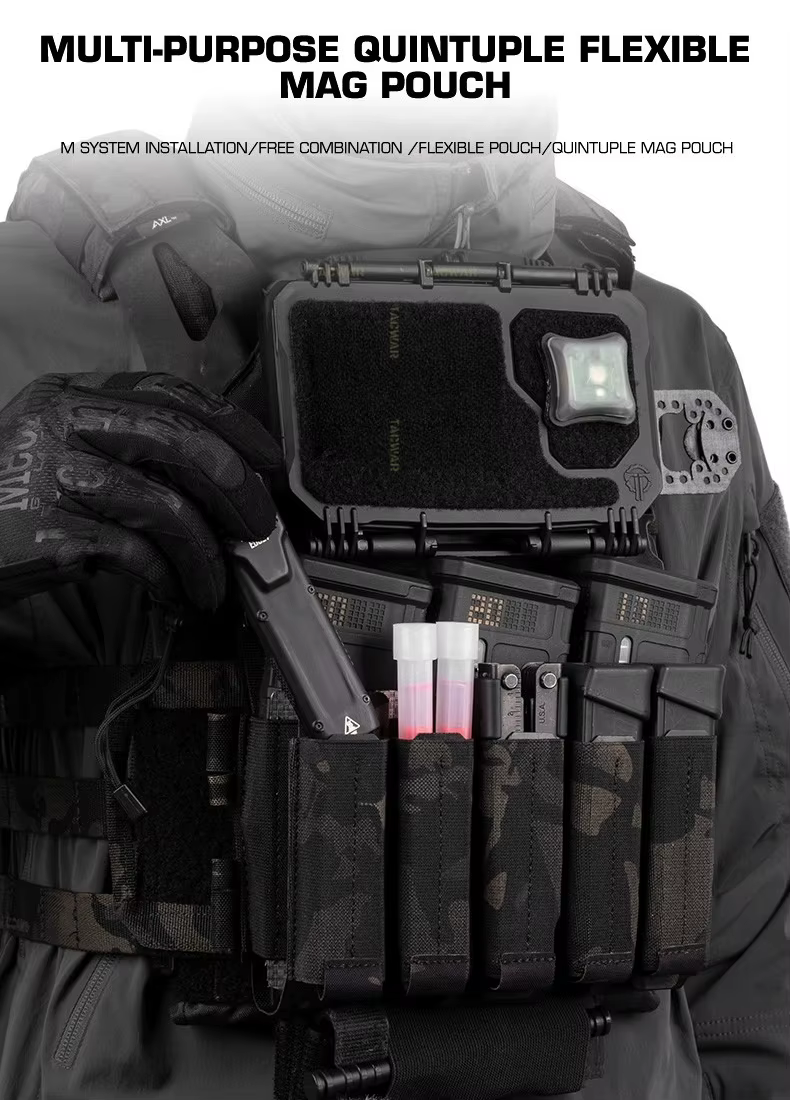 Bolsa táctica MOLLE para cargadores de 9mm vista frontal