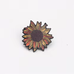 Pin esmaltado girasol vintage bohemio – insignia floral para chaqueta