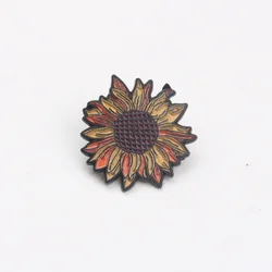 Pin esmaltado girasol vintage bohemio – insignia floral para chaqueta