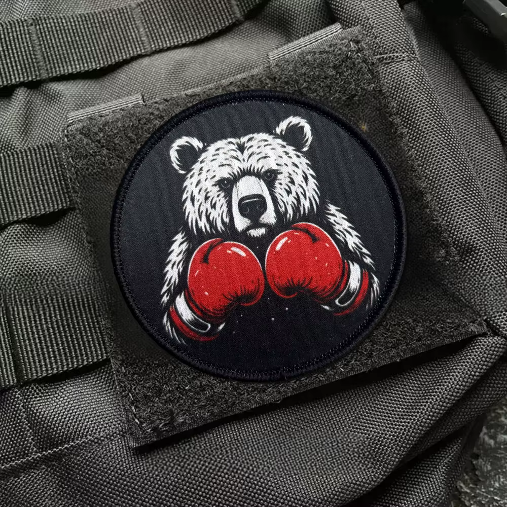 Parche táctico velcro gancho y bucle boxeo Bear Grizzly enojado - imagen 4
