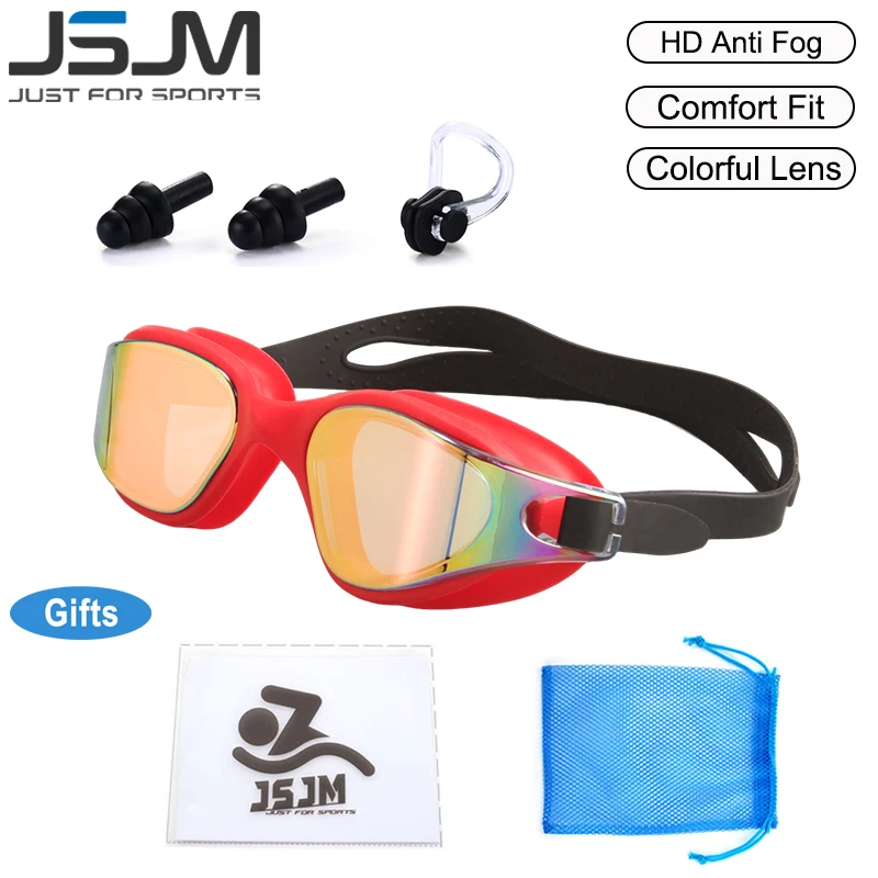 JSJM HD gafas de natación silicona anti-UV antivaho ajustables