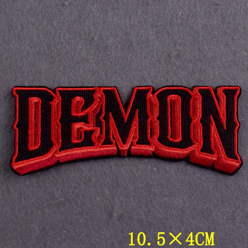 Demon parche táctico bordado para planchar – llama punk rayas - imagen 3