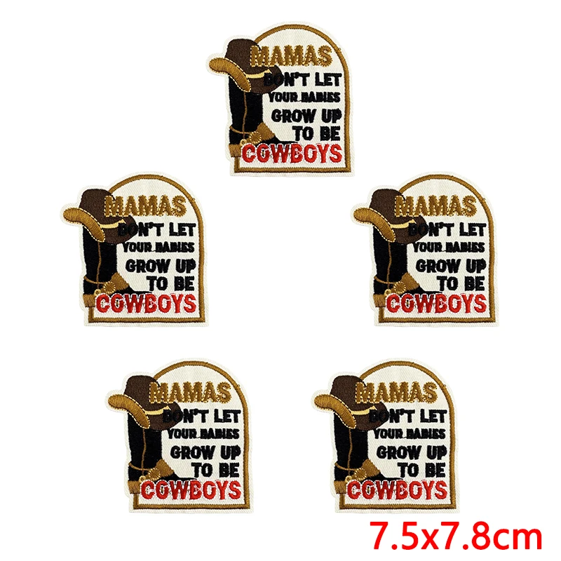 Detalle de parches con caballo y cowgirl