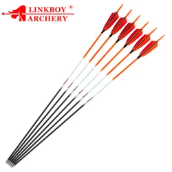 Flechas carbono puro para tiro con arco recurvo con plumas de pavo