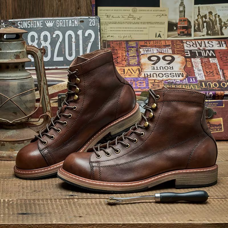 Botas de trekking piel vaca hombre – Suela gruesa outdoor - imagen 5