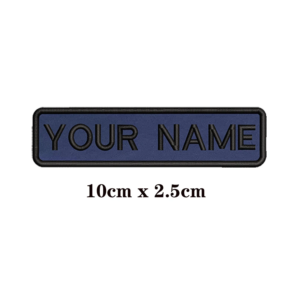 Parche bordado personalizado con nombre - insignia rayas azul marino