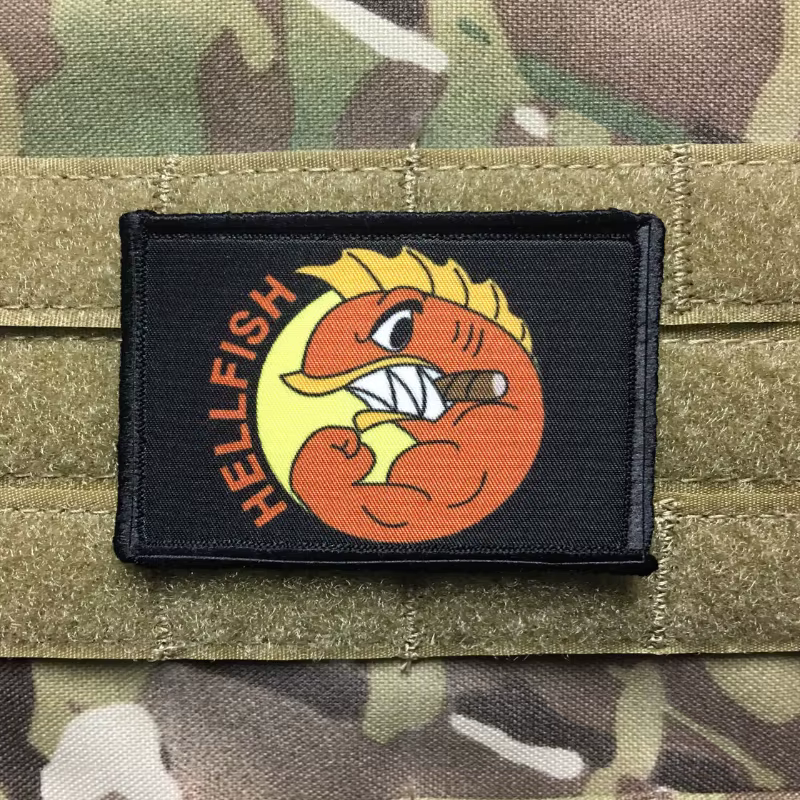Parche bordado Velcro pez táctico Hellfish – Militar mochila