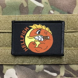 Parche bordado Velcro pez táctico Hellfish – Militar mochila