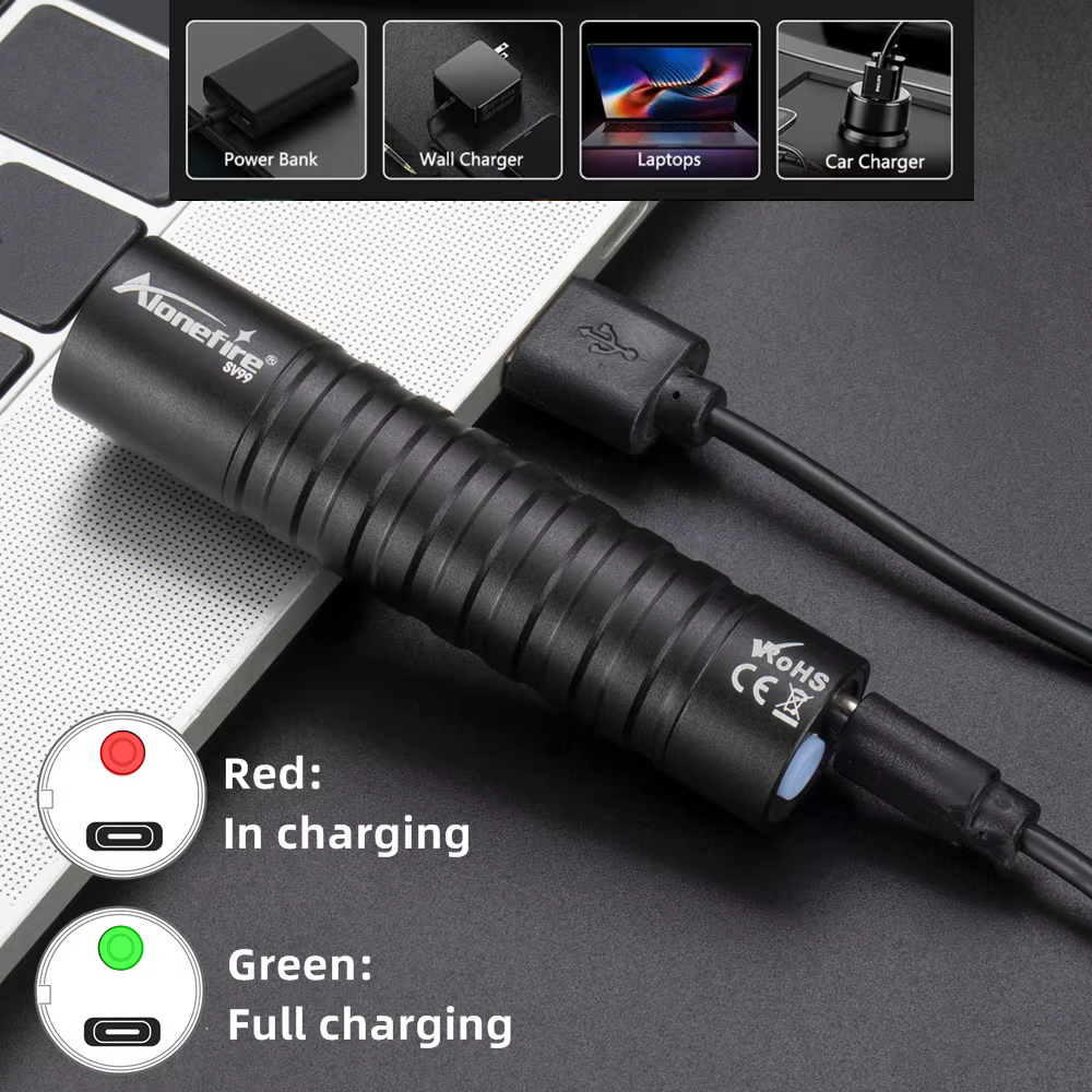 Linterna UV táctica recargable USB – Luz negra de alta potencia - imagen 2