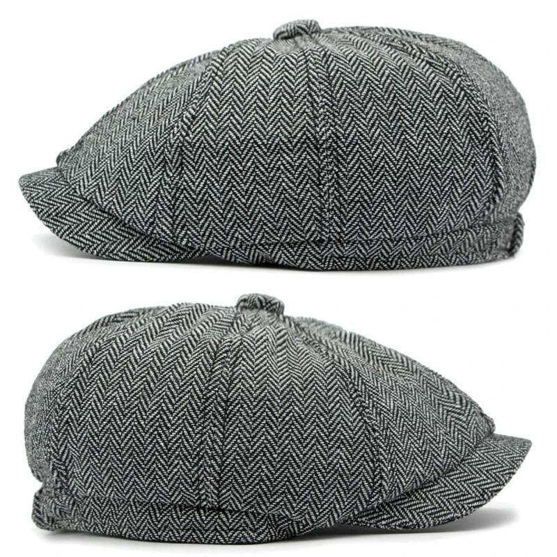 Gorra plana octogonal estilo británico de sarga verde y rojo - imagen 2
