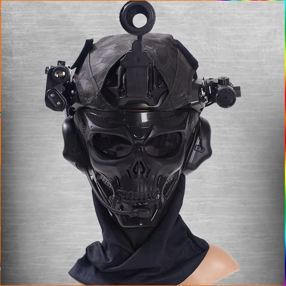 Casco táctico infantil NVG Airsoft con máscara calavera y auriculares - imagen 5