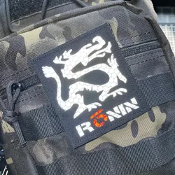 Ronin Parche táctico dragón negro PVC con velcro para mochila militar