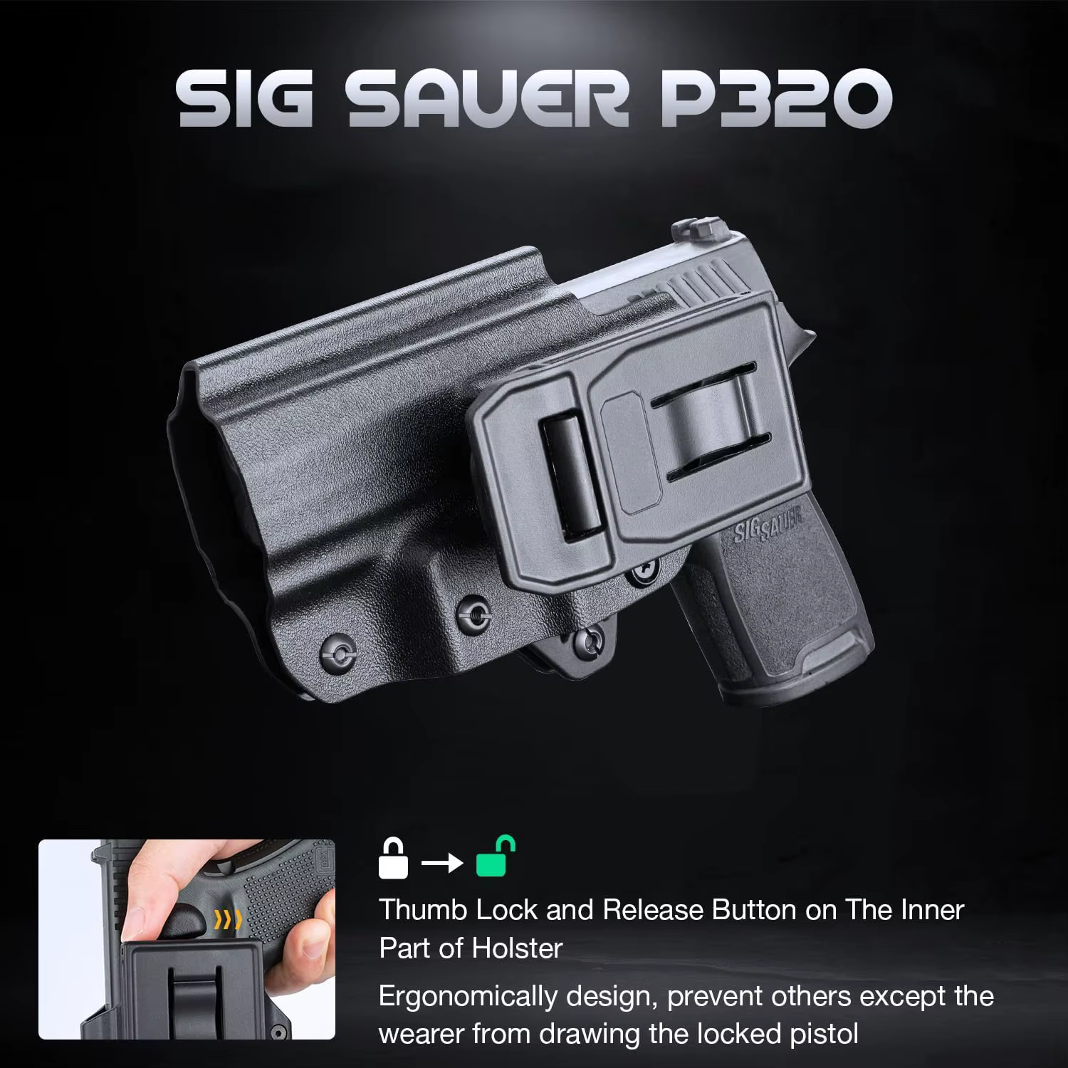 Funda Kydex Sig P320 M18 M17 XFIVE liberación del pulgar diestra - imagen 4