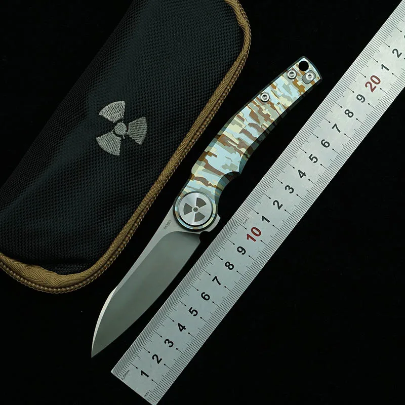 Navaja plegable M390 titanio – Cuchillo EDC táctico supervivencia - imagen 5