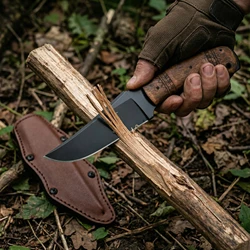 Cuchillo fijo para exteriores con funda táctica de emergencia