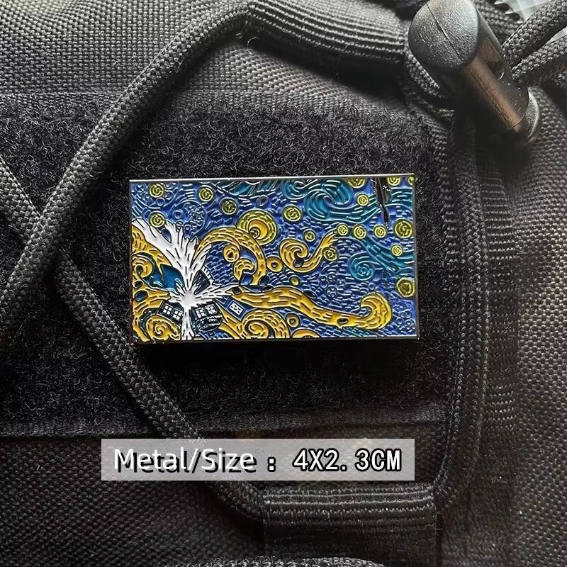 Parche táctico Van Gogh Night Sky con velcro – metal 3D