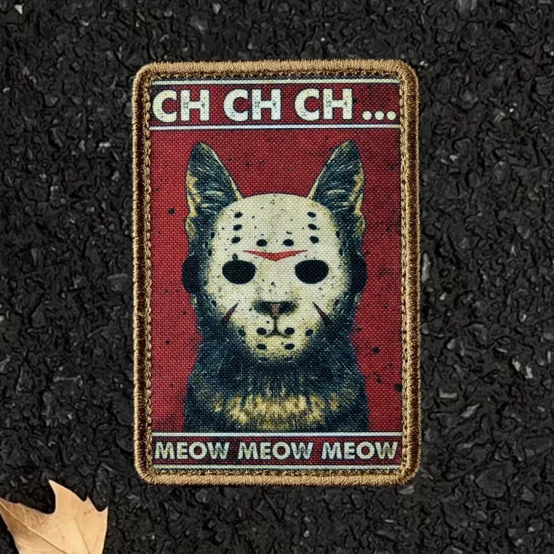 Parche táctico MEOW gato con velcro para mochila y chaqueta