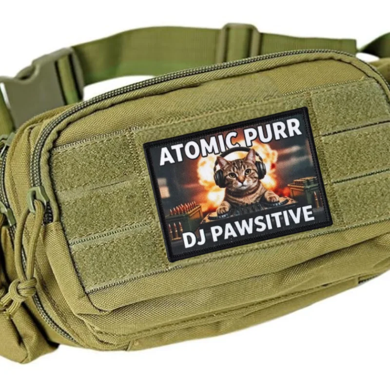 Parche táctico gato DJ Pawsitive con gancho y bucle para ropa - imagen 3
