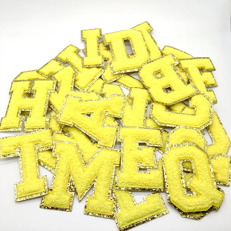 Parche termo adhesivo letras amarillo grande A-Z planchar 8cm