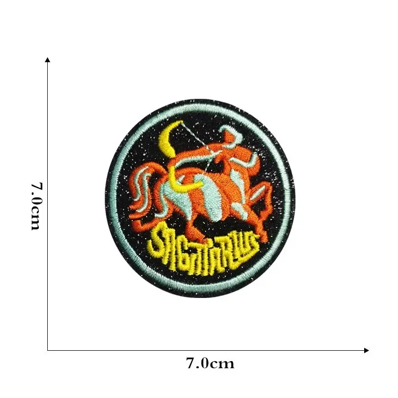 Parche bordado zodiacal Aries-Libra redondo con purpurina para coser - imagen 2